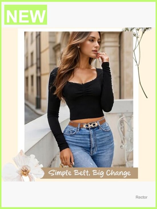 Skinny Elastic Waist Belt Gold Buckle Stretchy Thin Belt for Jeans Dress main image 5
